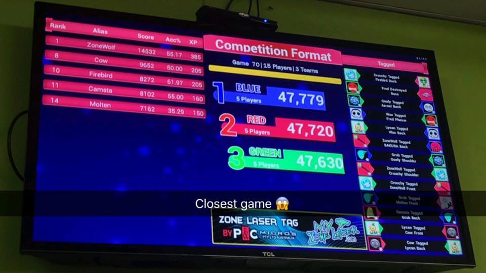 The Last Grand-Final Game, first position and last position were separated by ONE tag Photo Credit: Albury Pre-Nats #1 Snapchat
